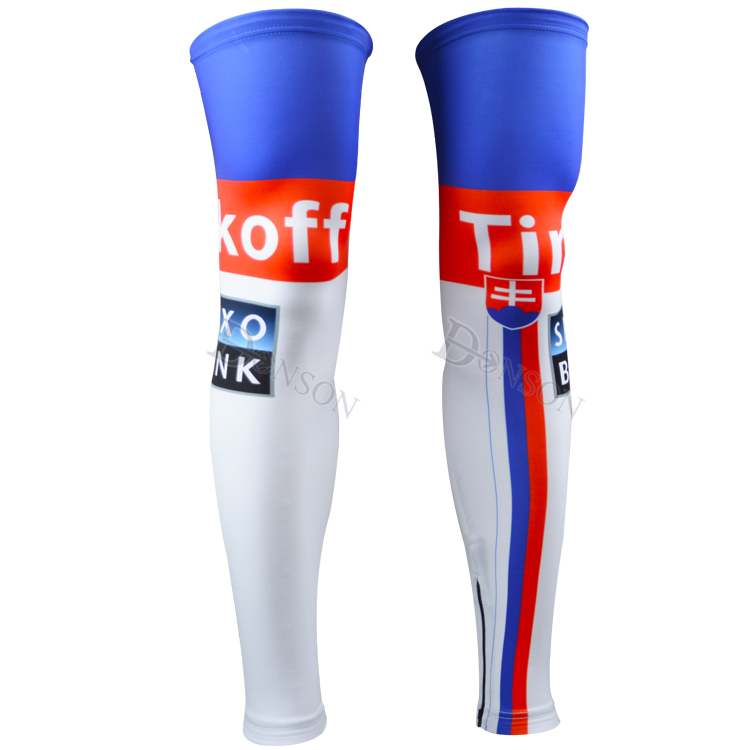 Radsport Beinwarmer Saxo Bank Tinkoff 2015 blau und grau